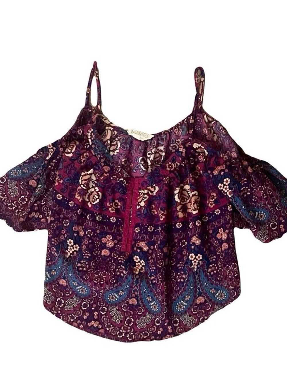 La Hearts Purple Floral Cold-Shoulder Camisole
